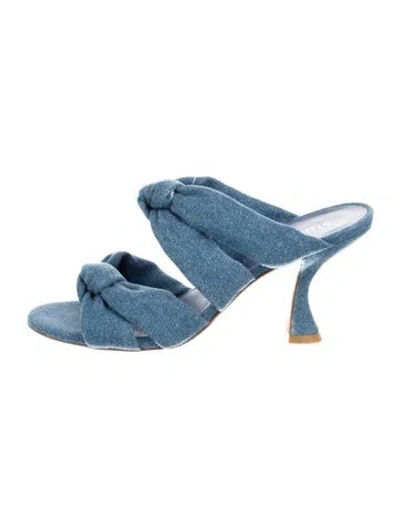 Pre-owned Stuart Weitzman Denim Slides In Blue