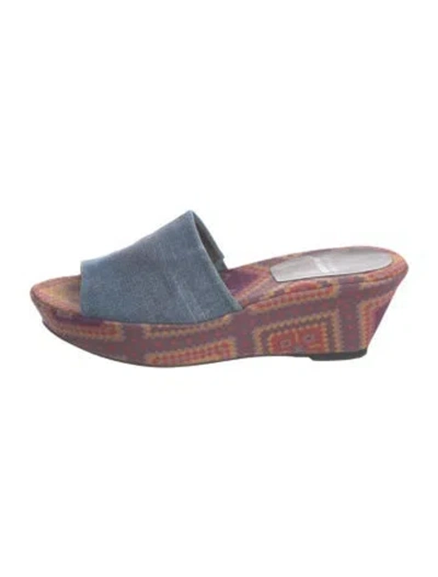Pre-owned Stuart Weitzman Denim Slides In Blue