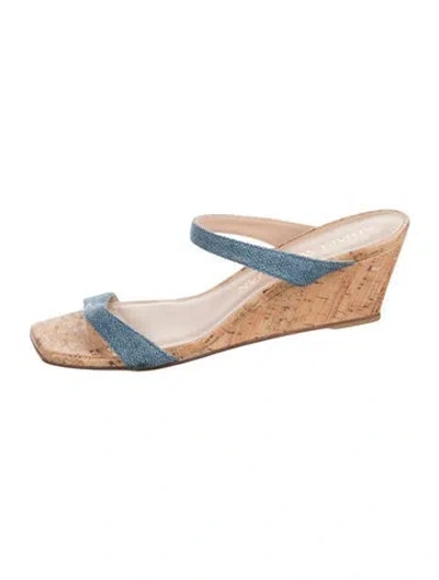 Pre-owned Stuart Weitzman Denim Slides In Blue