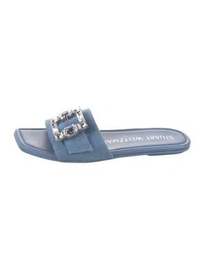 Pre-owned Stuart Weitzman Denim Slides In Blue
