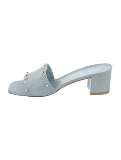 Pre-owned Stuart Weitzman Denim Slides In Blue