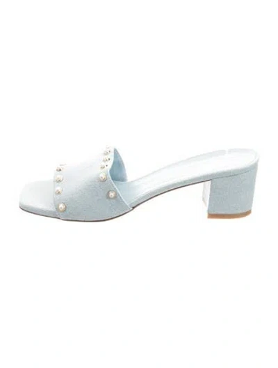 Pre-owned Stuart Weitzman Denim Slides In Blue