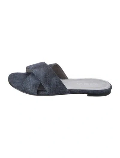 Pre-owned Stuart Weitzman Denim Slides In Blue