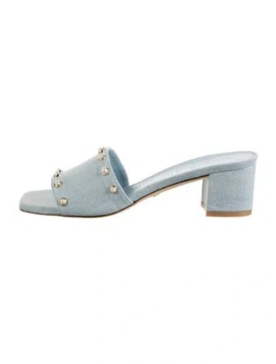 Pre-owned Stuart Weitzman Denim Slides In Blue
