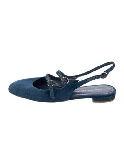 Pre-owned Stuart Weitzman Denim Slingback Flats In Blue