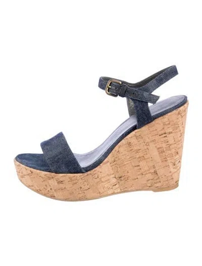Pre-owned Stuart Weitzman Denim Slingback Sandals In Blue