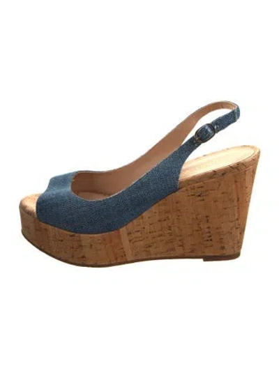 Pre-owned Stuart Weitzman Denim Slingback Sandals In Blue