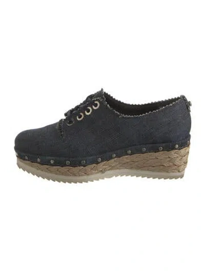 Pre-owned Stuart Weitzman Denim Studded Accents Oxfords In Blue