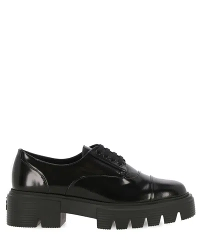 Stuart Weitzman Patent-leather Derby Shoes In Black