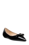 Stuart Weitzman Diana Embellished Patent-leather Point-toe Flats In Black
