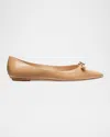 Stuart Weitzman Diana Patent Bow Ballerina Flats In Adobe