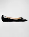 Stuart Weitzman Diana Embellished Patent-leather Point-toe Flats In Black