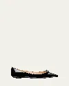 Stuart Weitzman Diana Embellished Patent-leather Point-toe Flats In Black