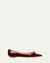 Stuart Weitzman Diana Patent Bow Ballerina Flats In Rosewood