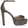 Stuart Weitzman Disco Ankle Strap Platform Sandals In New Pyrite In Multi
