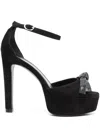 Stuart Weitzman Discoplatform 130mm Bow-detail Sandals In Black