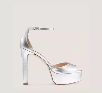 Stuart Weitzman Woman Sandals Silver Size 10 Textile Fibers