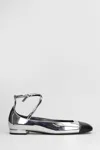 Stuart Weitzman Patent Leather Ballerina Shoes In Silver