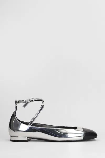 Stuart Weitzman Patent Leather Ballerina Shoes In Silver