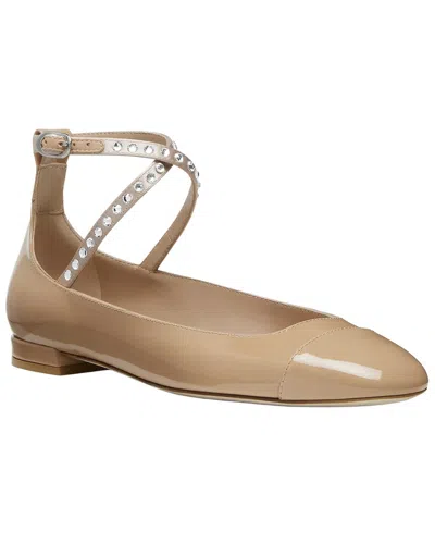 Stuart Weitzman Eden Crystal Strap Patent Flat In Orange
