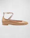 Stuart Weitzman Eden Crystal Embellished Flat In Adobe/clear