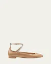 Stuart Weitzman Eden Crystal Embellished Flat In Adobe/clear