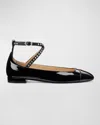 Stuart Weitzman Eden Crystal Embellished Flat In Black/clear