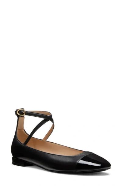 Stuart Weitzman Eden Crystal-embellished Patent-leather Mary Jane Flats In Black/clear