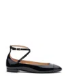 Stuart Weitzman Smooth And Patent-leather Ballet Flats In Schwarz