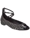 Stuart Weitzman Eden Metallic Tweed And Patent-leather Flats In Black