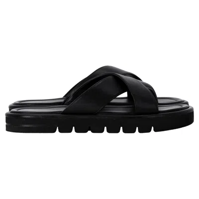 Stuart Weitzman Elodie Slide Sandals In Black Leather