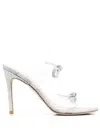 Stuart Weitzman Embellished-bow Detail 115mm Sandals In Silber