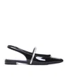 Stuart Weitzman Stefanie Leather Slingback Ballerina Flats In Black