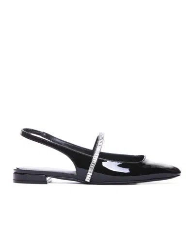 Stuart Weitzman Embellished Slingback Flat Shoes In Black