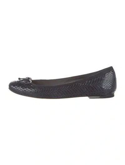 Pre-owned Stuart Weitzman Embossed Leather Animal Print Ballet Flats In Blue