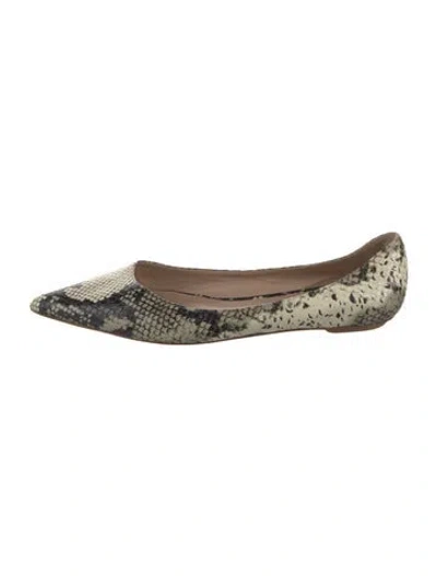 Pre-owned Stuart Weitzman Embossed Leather Animal Print Ballet Flats In Neutral