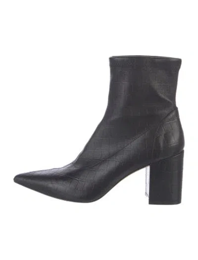 Pre-owned Stuart Weitzman Embossed Leather Animal Print Boots In Black