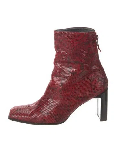 Pre-owned Stuart Weitzman Embossed Leather Animal Print Boots In Multi