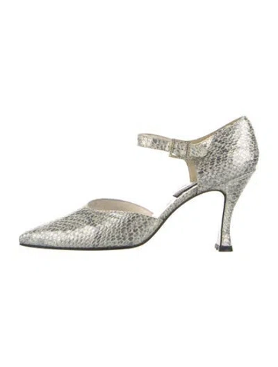 Pre-owned Stuart Weitzman Embossed Leather Animal Print D'orsay Pumps In Multi