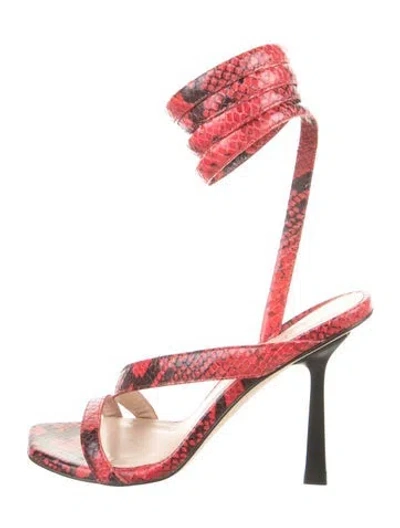 Pre-owned Stuart Weitzman Embossed Leather Animal Print Gladiator Sandals In Multi