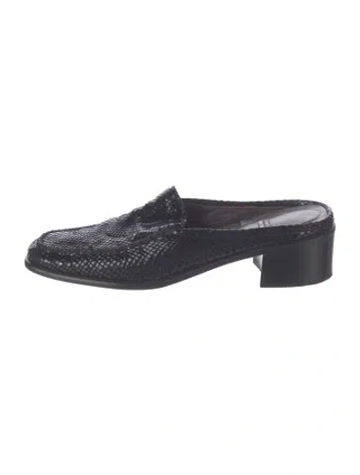 Pre-owned Stuart Weitzman Embossed Leather Animal Print Mules In Multi