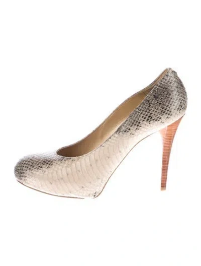 Pre-owned Stuart Weitzman Embossed Leather Animal Print Pumps In Neutral