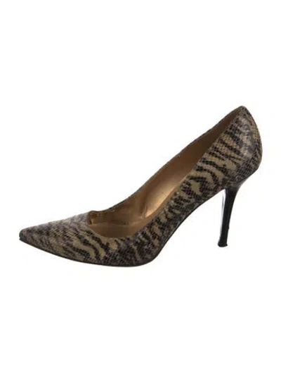 Pre-owned Stuart Weitzman Embossed Leather Animal Print Pumps In Neutral