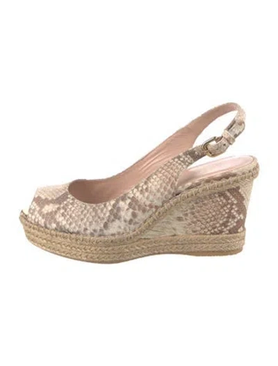 Pre-owned Stuart Weitzman Embossed Leather Animal Print Slingback Pumps In Neutral