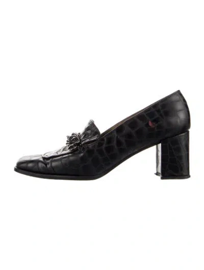 Pre-owned Stuart Weitzman Embossed Leather Beaded Accents Pumps In Blue