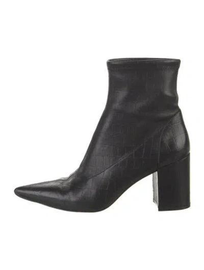 Pre-owned Stuart Weitzman Embossed Leather Boots In Black