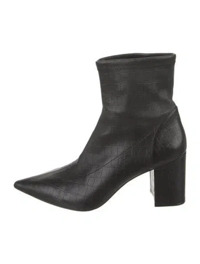 Pre-owned Stuart Weitzman Embossed Leather Boots In Black