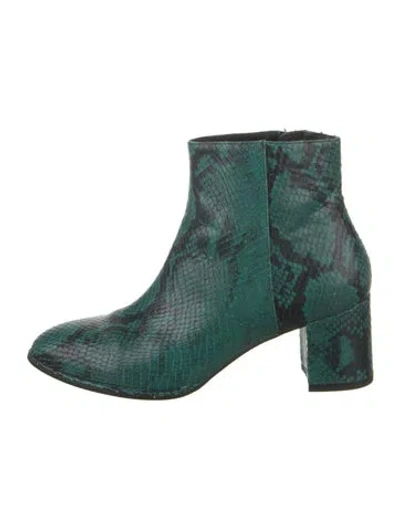 Pre-owned Stuart Weitzman Embossed Leather Boots In Green