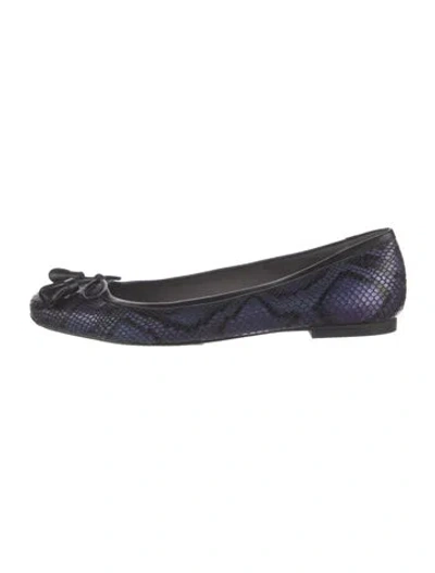 Pre-owned Stuart Weitzman Embossed Leather Bow Accents Ballet Flats In Purple