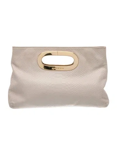 Pre-owned Stuart Weitzman Embossed Leather Clutch In Neutrals